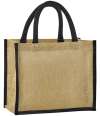 W473 Westford Mill Natural Starched Jute Midi Tote Bag Natural / Black colour image
